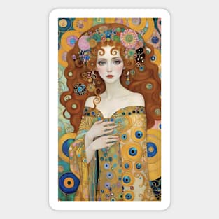 Gustav Klimt's Golden Aura: Inspired Woman in Ethereal Beauty Magnet